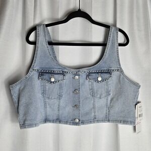 New Vanilla Star XL denim studded vest NWT